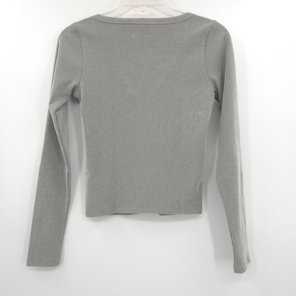 Hollister Y2K womens Cozy Ribbed Seamless Fabric Henley Size S Long grey - Picture 7 of 8